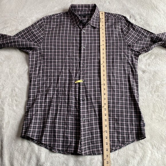 John‎ Varvatos Shirt Mens Large Button Up Black/Red/White Plaid Star USA - Picture 4 of 7